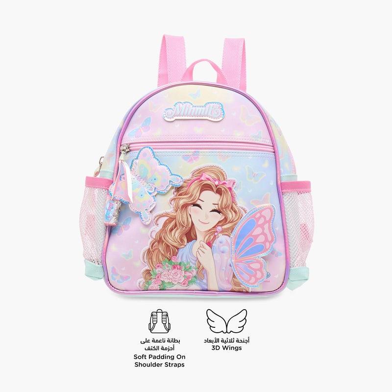 Minmie My Butterfly Print 10-inch Backpack with Adjustable Straps and Zip Closure - 21x9x25 cms - Image 4